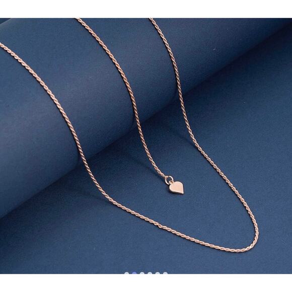 Italian 14K Rose Gold Over Sterling Rope Chain Necklace 22" 3.53 grams - Picture 1 of 5